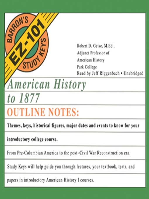 Title details for American History to 1877 by Robert D. Geise - Wait list
